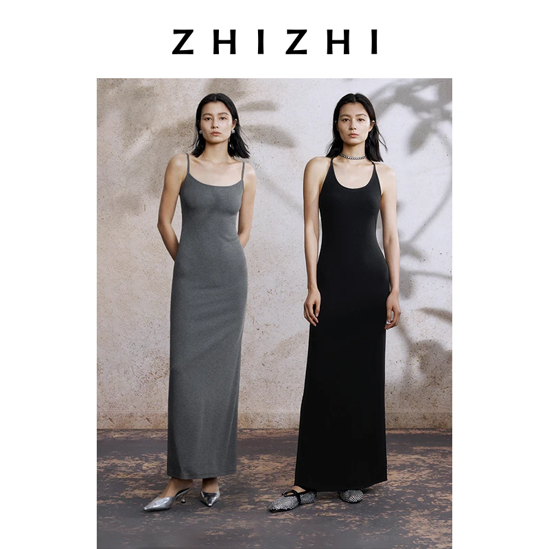 致知 江月令 吊带连衣裙25年夏新款修身简约百搭ZZ2EMWLQ024