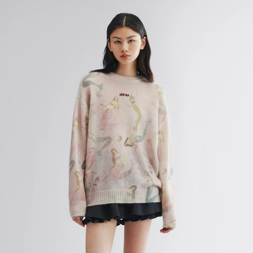 UOOYAA/乌丫2025秋新款「奇幻海底」美人鱼套头毛衫UY25372M311134
