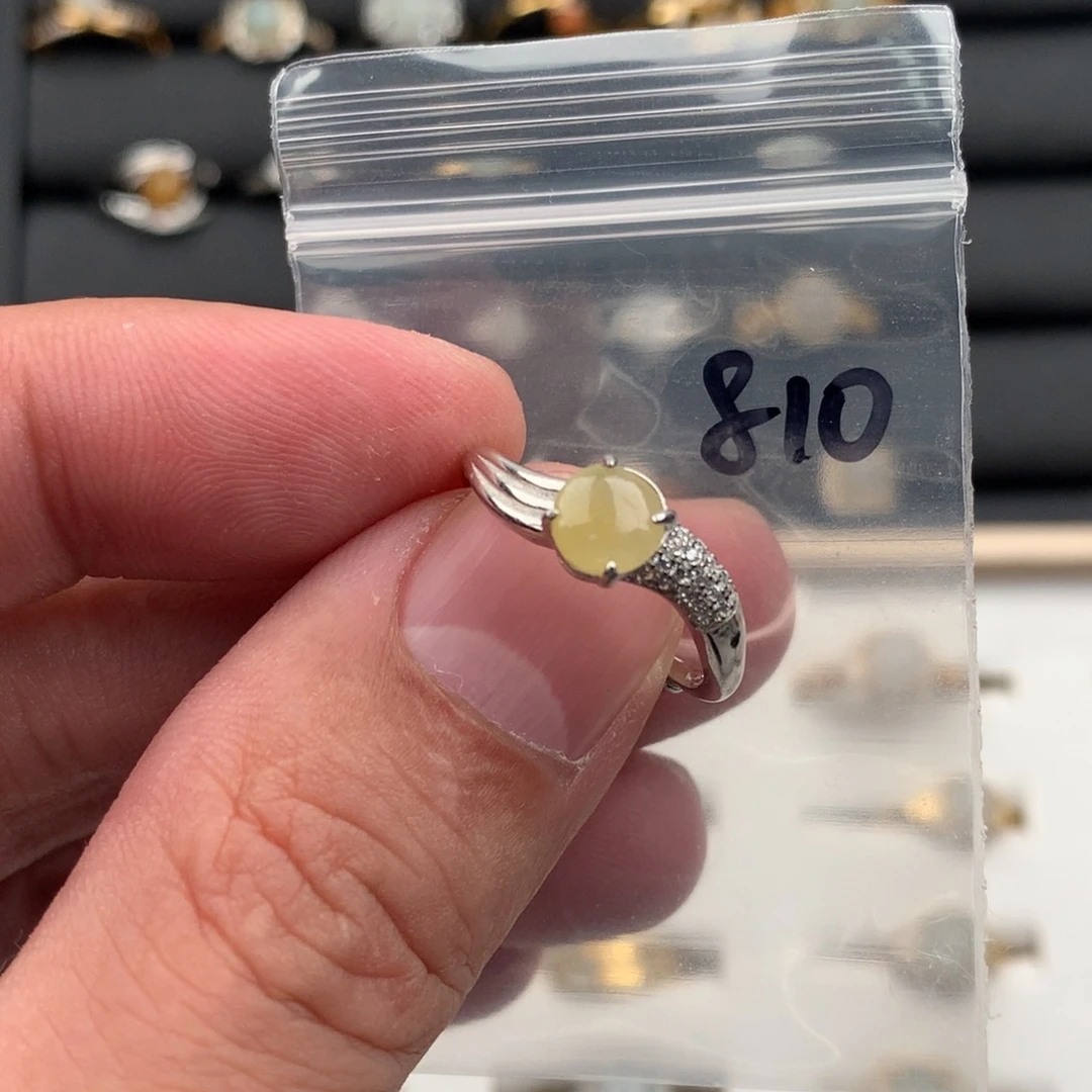 翡翠银S925镶嵌戒圈810