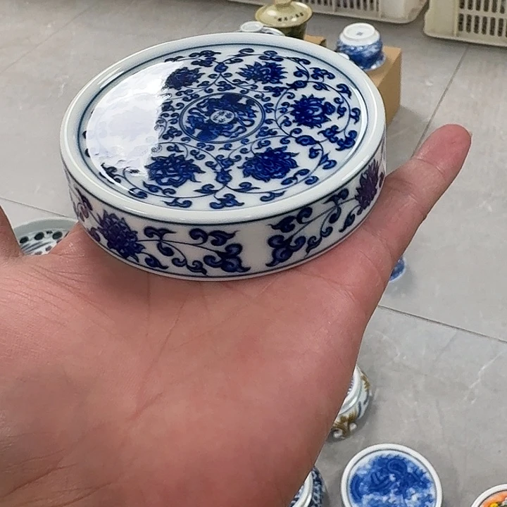 瓷片青花缠枝莲杯垫景德镇