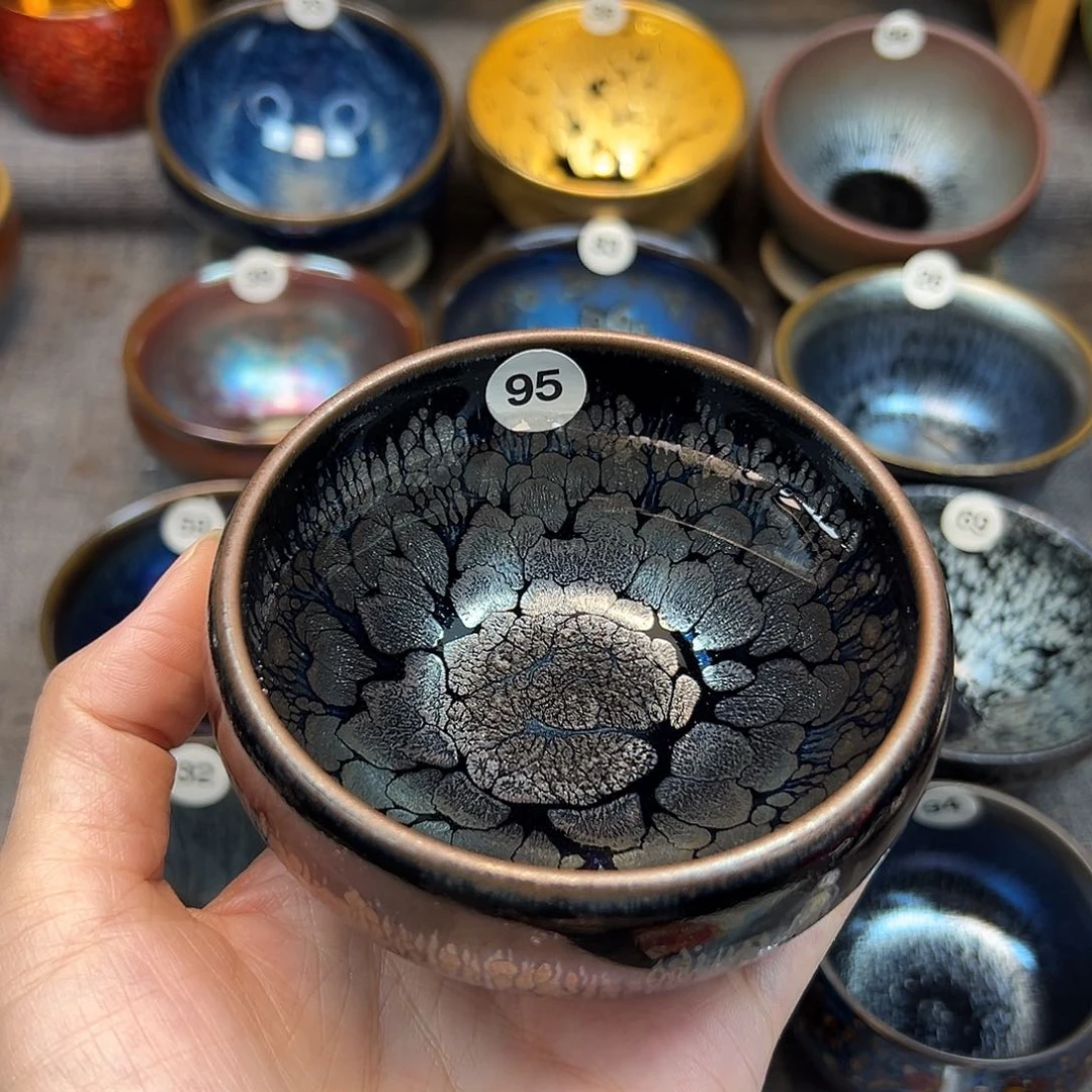 茶盏黑牡丹波体手工