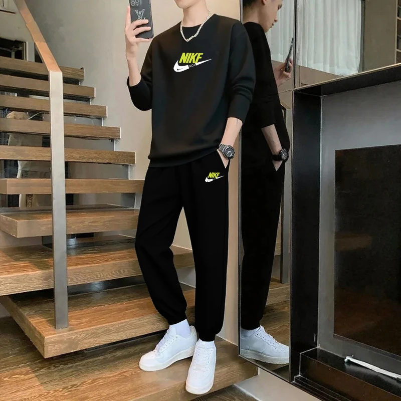 NK时尚套装男秋冬季新款运动休闲宽松卫衣卫裤潮流时尚衣服两件套