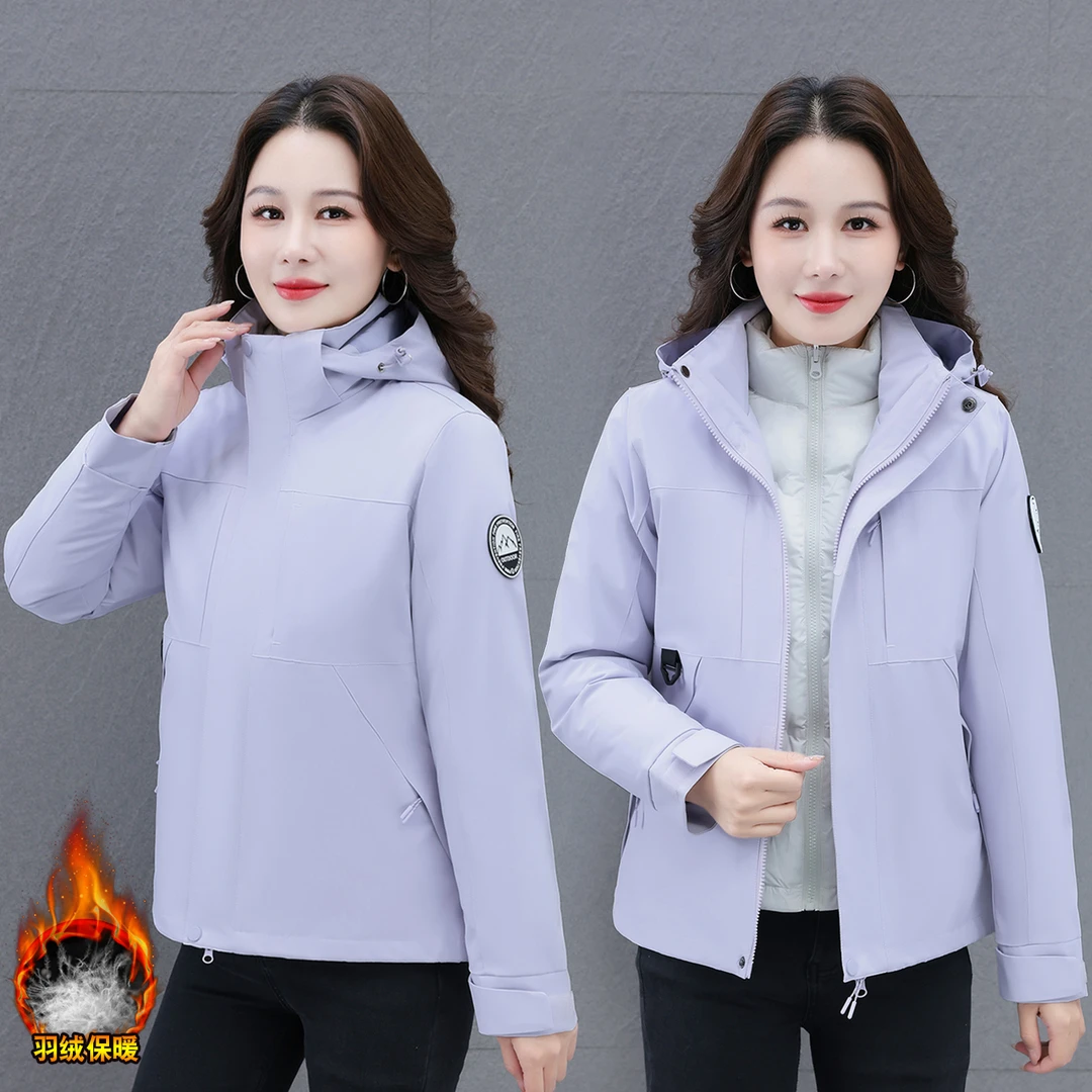 品牌冲锋衣女2025新款秋冬季加厚三合一可拆卸登山服防风防水外套