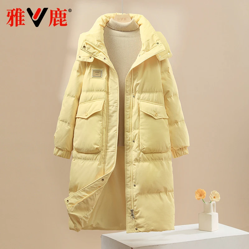 雅鹿旗舰店正品2025羽绒服女中长款保暖简约高品质韩版秋冬季外套