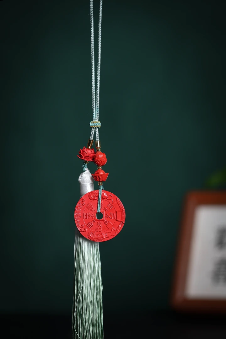 含辰砂工艺品朱砂花钱车挂