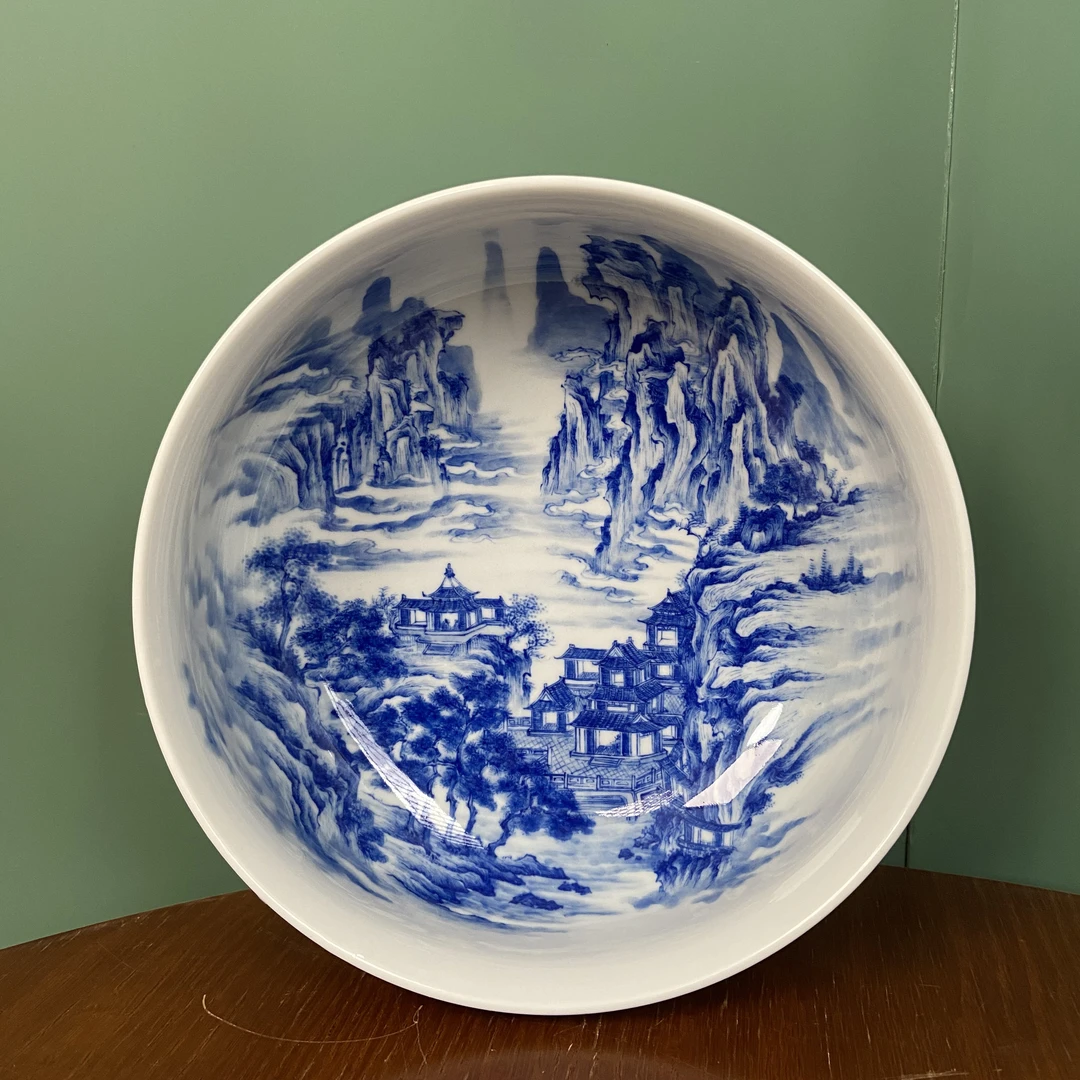 【九茗珍藏】怀庆精工宋画山水大茶洗 景德镇纯手工手绘茶器茶具