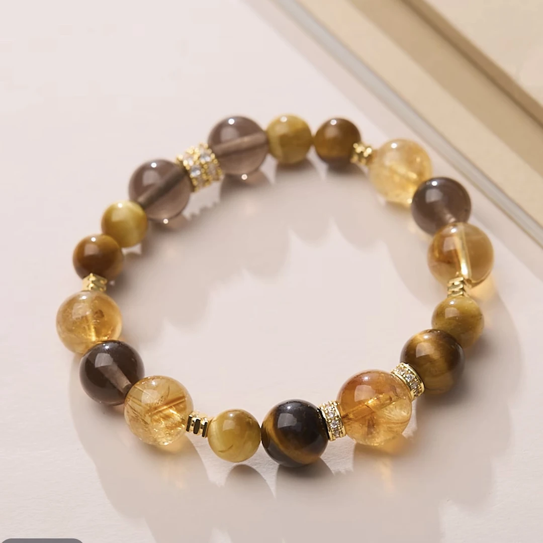 合金琉璃手链 五臺 （扶摇直上）金霸大综合黄色系手串