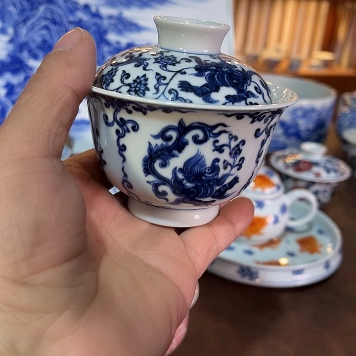 錡镇堂手工手绘盖碗