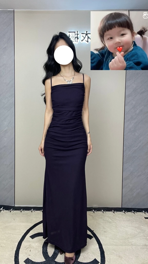 女装吊带连衣裙直播间链接收腰裙子修身法式夏季性感气质