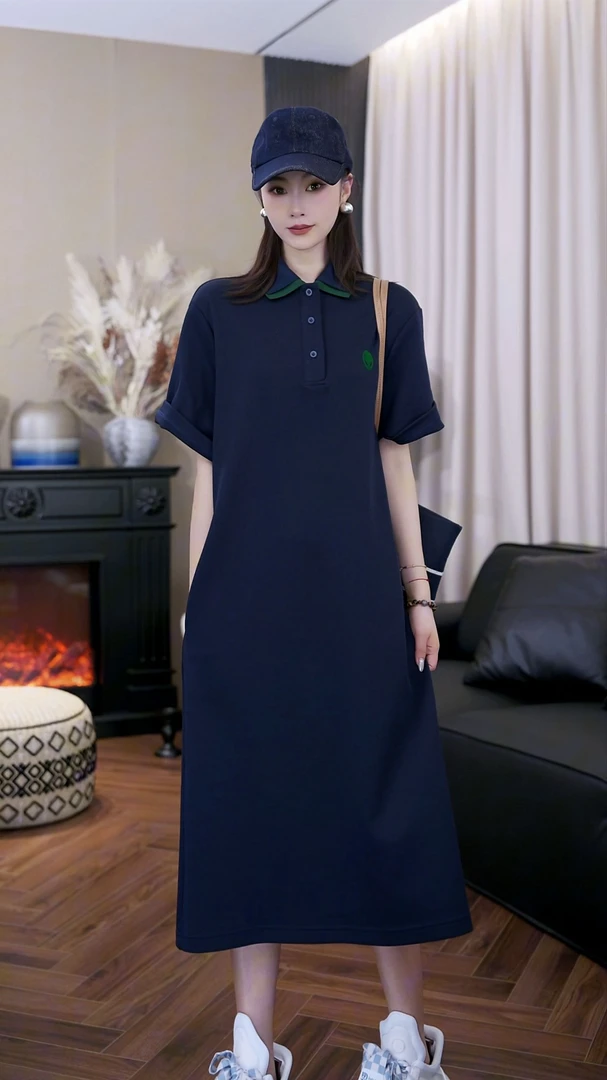 【长款】原创夏季新款时尚简约宽松舒适优雅减龄polo连衣裙Z252041