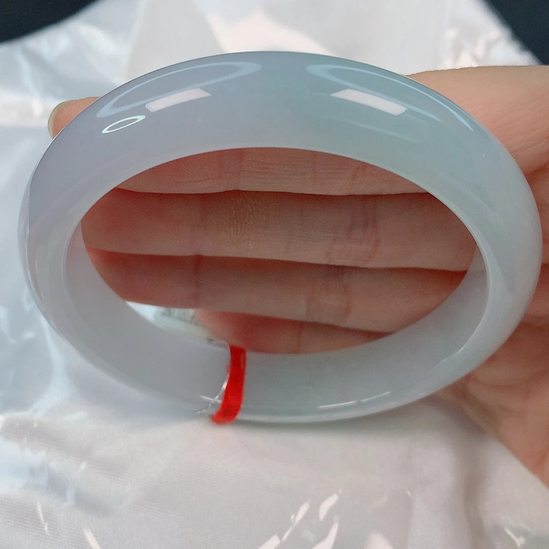 未镶嵌手镯翡翠58.7正圈，冰胶淡蓝粉，完整，020