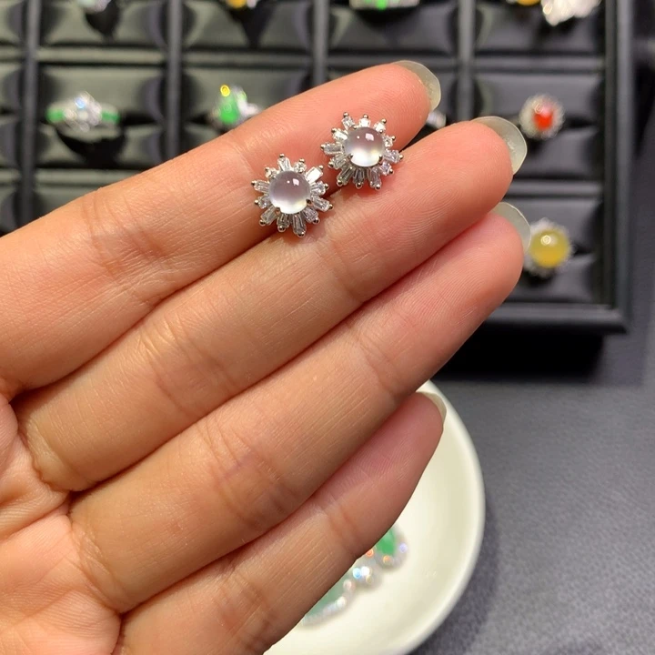 翡翠银S925镶嵌耳饰