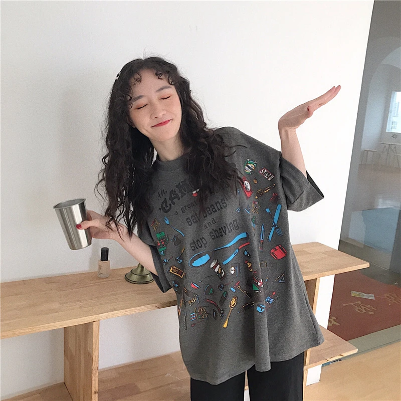 夏季港风简约短袖t恤女ins潮2025新款韩版宽松bf百搭衣服半袖上衣