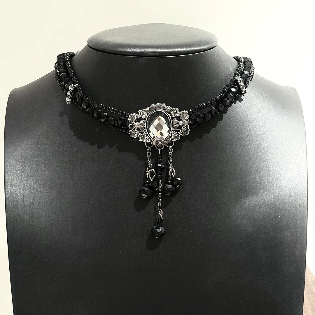 合金项链 【17SR】魔镜暗黑系多层串珠轻奢锁骨链chocker