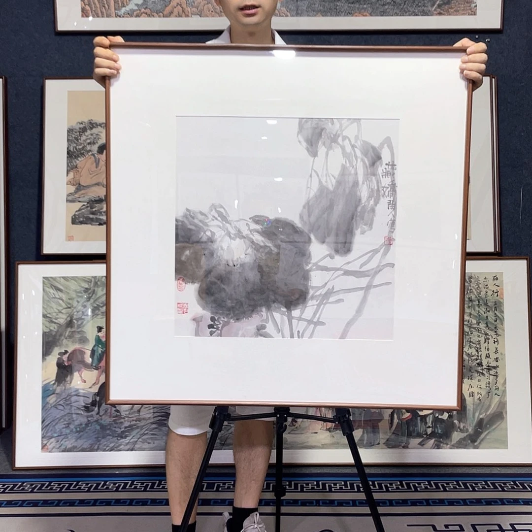 国画手绘画作品带框