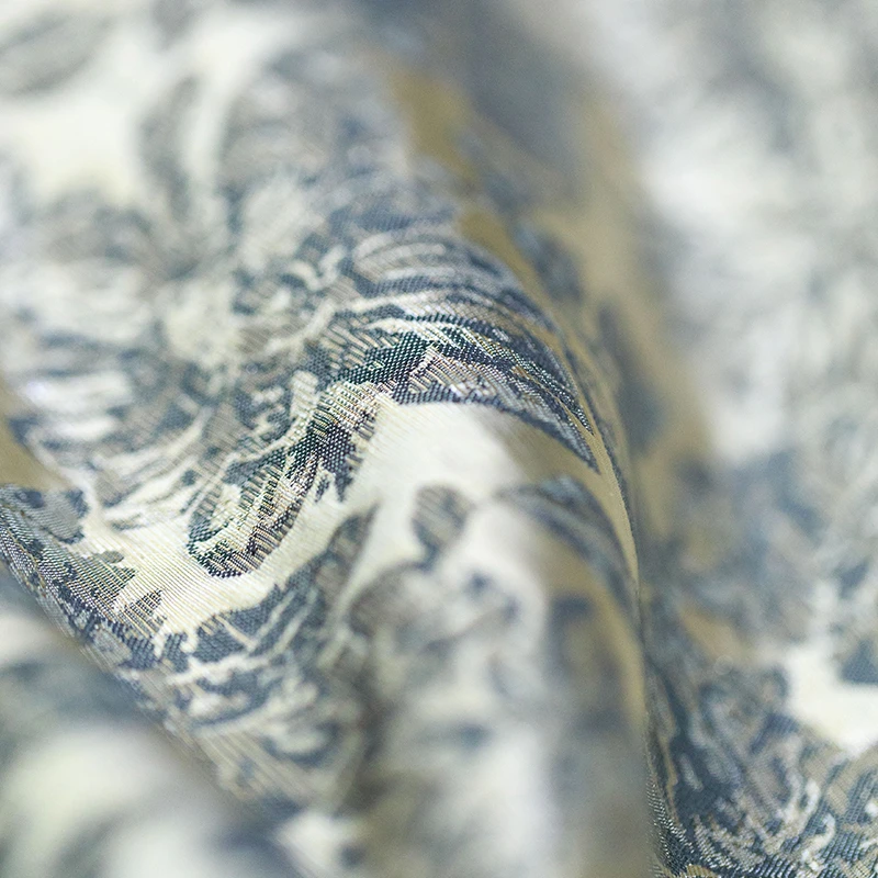 金银丝提花国风面料花卉春秋外套唐装服装设计DIY布料