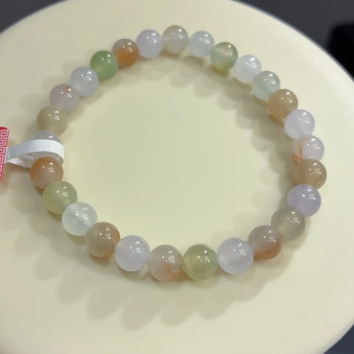 翡翠未镶嵌手链冰胶多宝卡7