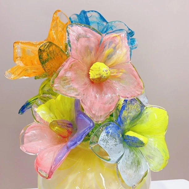 出口国外仿真琉璃花轻奢创意纯手工