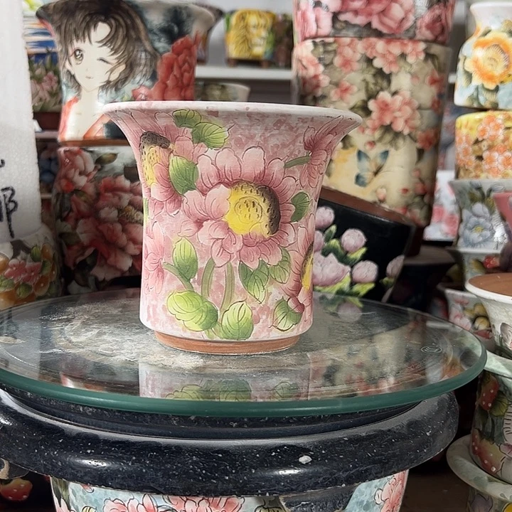景德镇手绘花盆满38包邮偏远地区除外