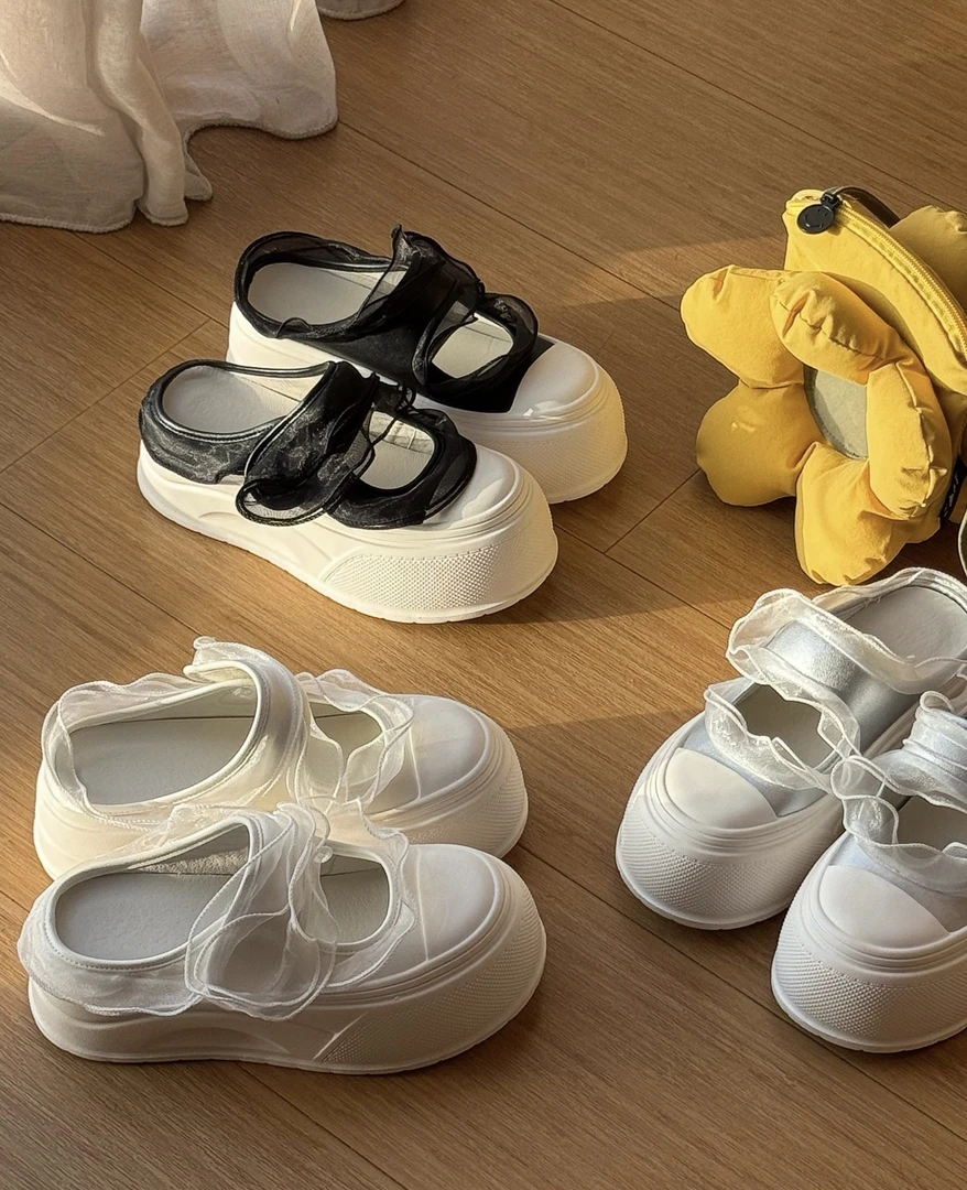 真皮魔术贴复古小白鞋修面百搭厚底时尚休闲风