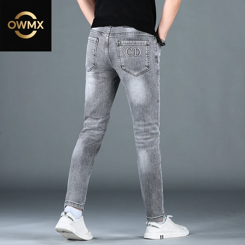 秋季高端烟灰色牛仔裤男款宽松直筒裤子男裤时尚潮流百搭男士长裤