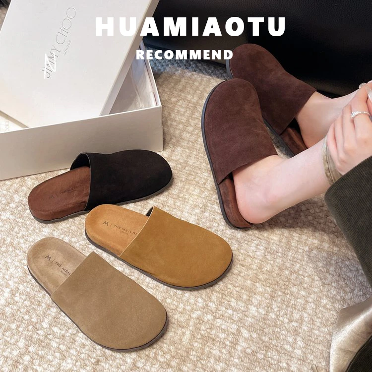 真皮~小众设计包头拖鞋女2025新款包头半拖一脚蹬软底懒人穆勒鞋