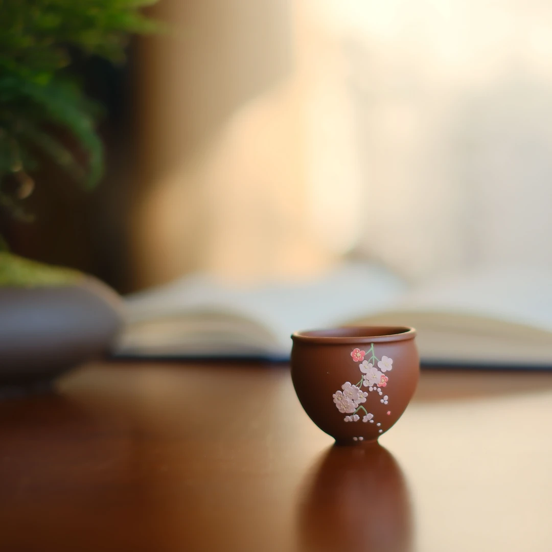 大碗茶器【梦樱若曦】紫泥紫砂杯宜兴主人杯茶杯手制容量40ml