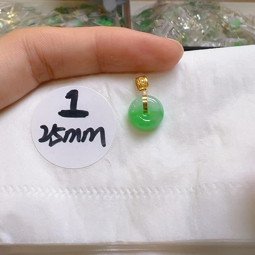 翡翠18K金镶嵌吊坠(不含链)翡翠