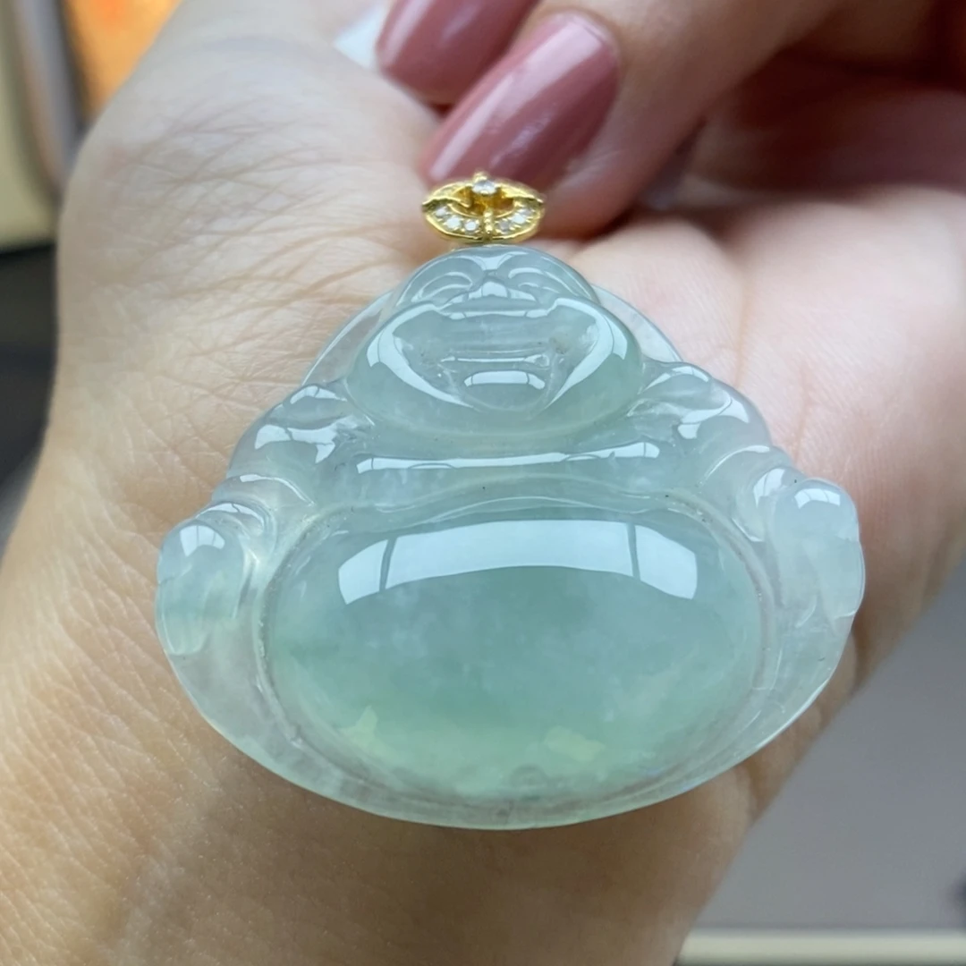 翡翠18K金镶嵌颈饰吊坠47