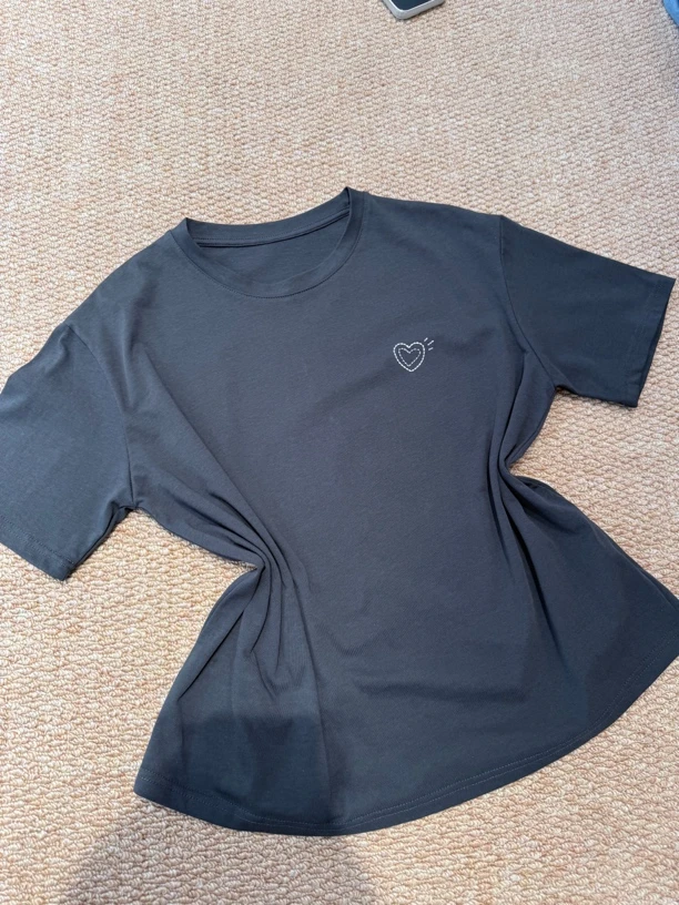 宽松型圆领T恤户外短袖宽松纯色刺绣6605