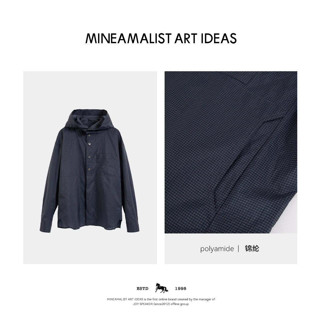 MINEAMALIST ART IDEAS夏季暗格纹连帽防晒外套3566M