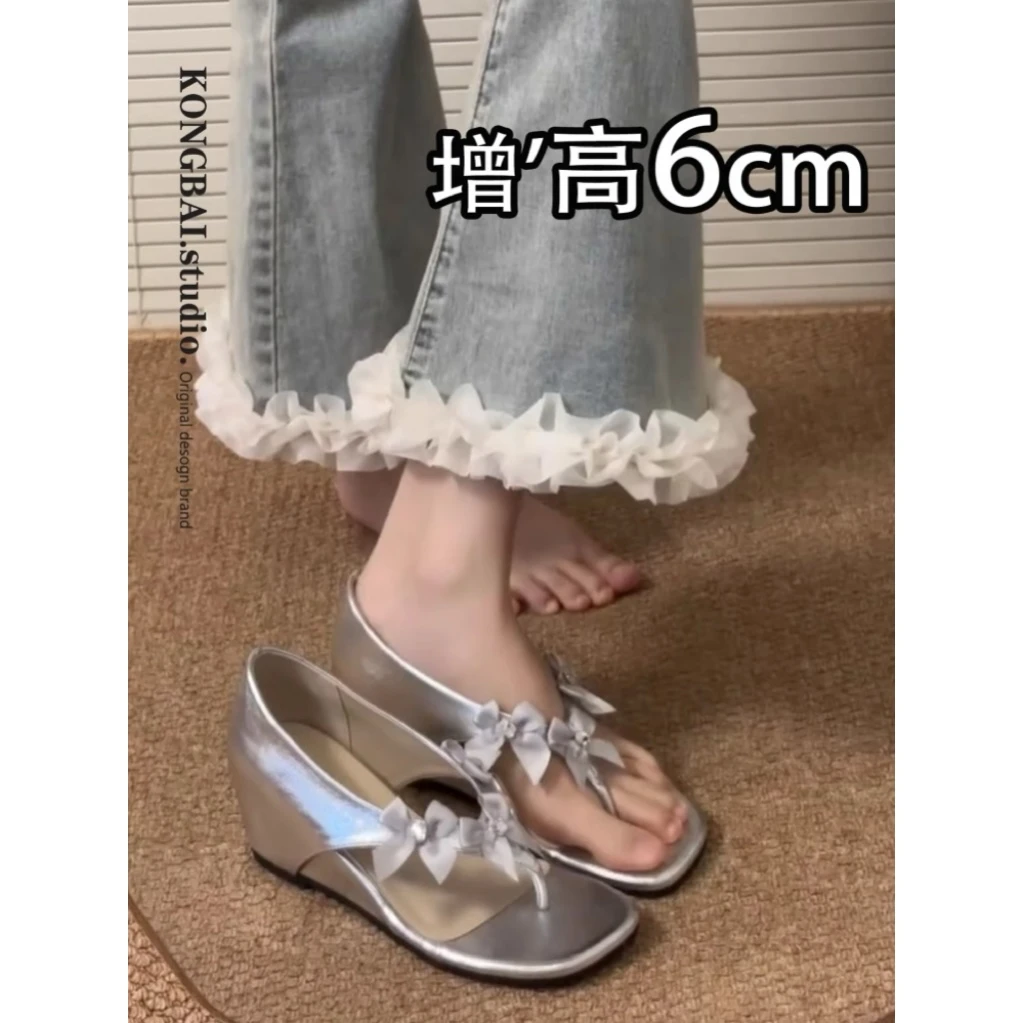 内增高人字夹趾凉鞋女款2025新款夏季外穿法式高跟凉拖鞋浅口单鞋