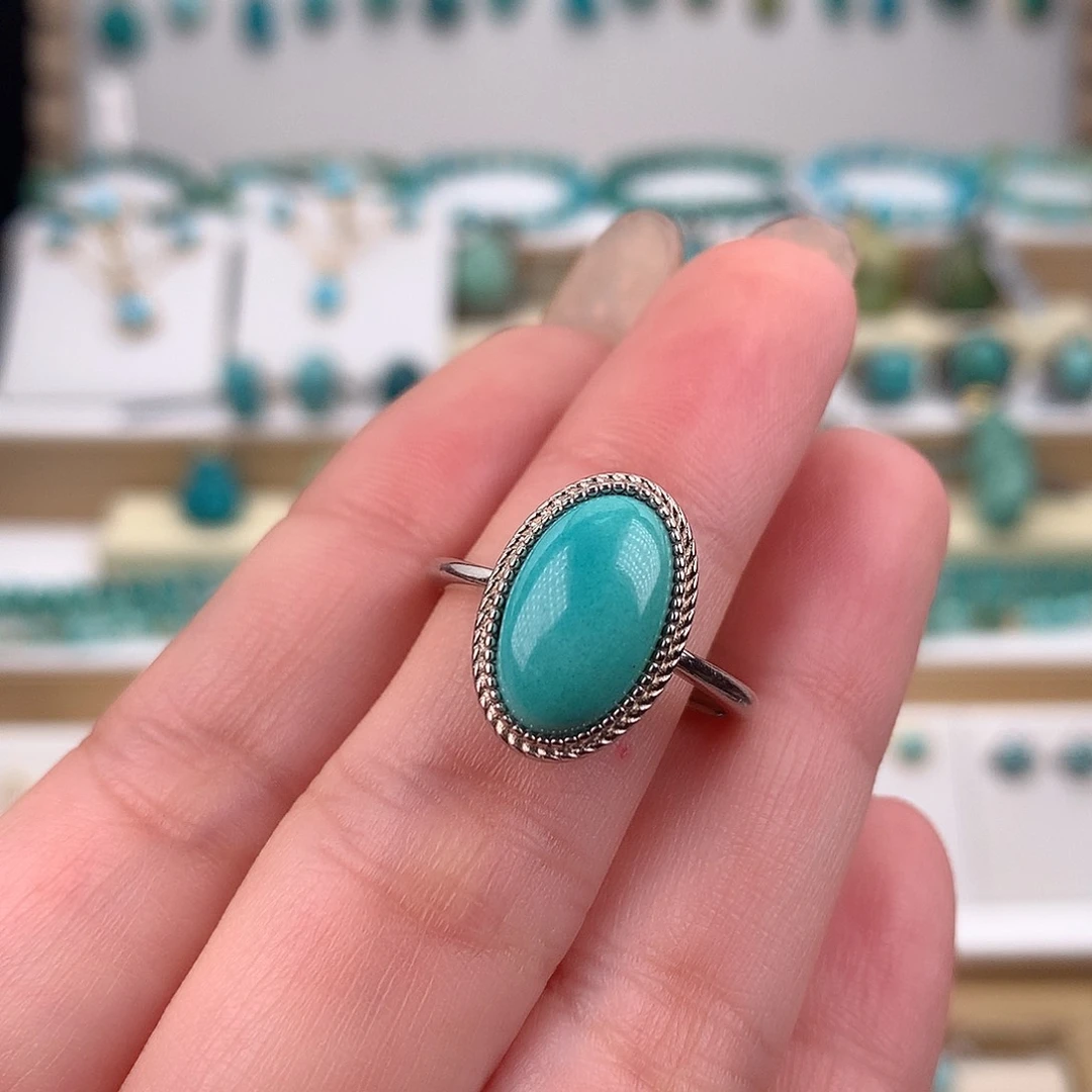 绿松石银S925镶嵌戒指