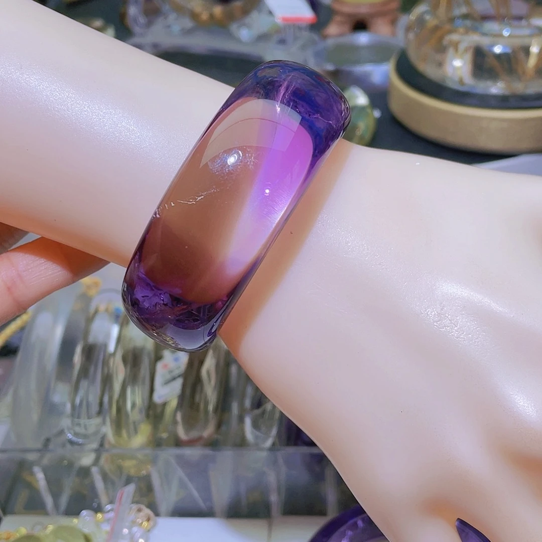 水晶手镯未镶嵌天然紫水晶清透款49-50