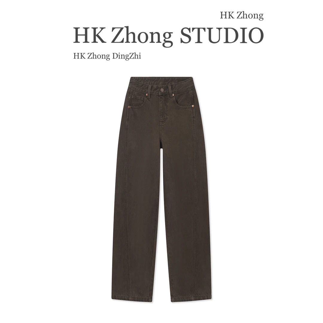 【杨?林】都市猎人“首次登场”卡其色无弹小弯刀阔腿裤