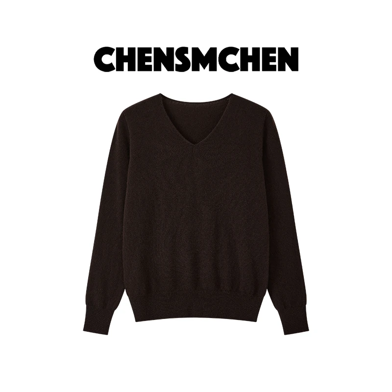 CHENSMCHEN 100山羊绒V领针织衫女士秋冬气质长袖打底衫CSR7263QQ