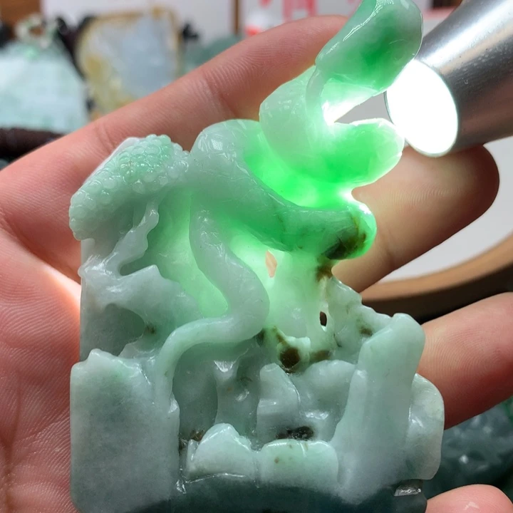 翡翠颈饰未镶嵌保真天然a货翡翠