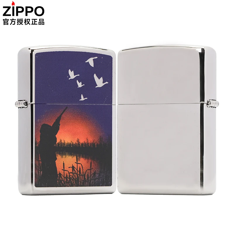 ZIPPO/之宝打火机【白冰彩印湖畔狩猎人】原装正品防风机-205