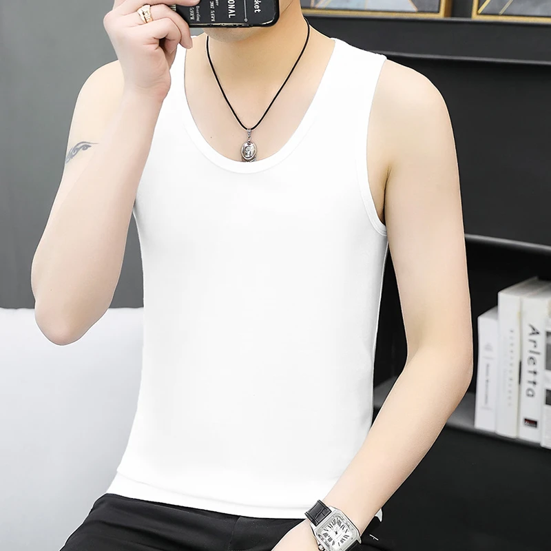 纯棉背心男士夏季薄款健身篮球纯色白色无袖t恤运动坎肩吊带汗衫
