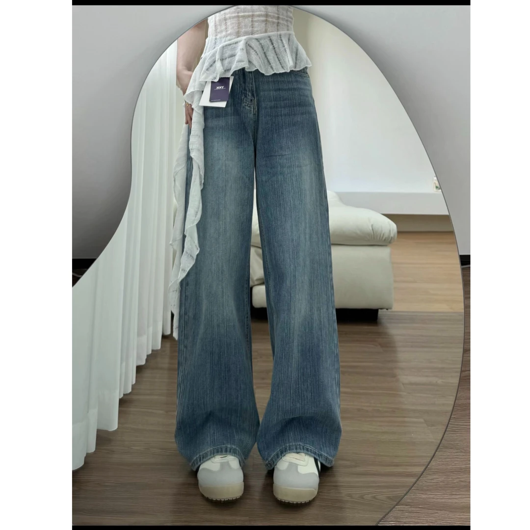 【稀有自制】梨形秋冬厚款温柔系竹节纹牛仔小清新牛仔裤女款高质量