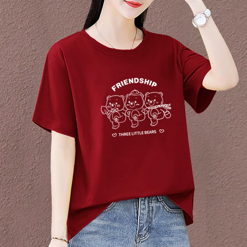 2025新款纯棉圆领短袖t恤女夏装宽松大码胖mm遮肚上衣藏肉打底衫