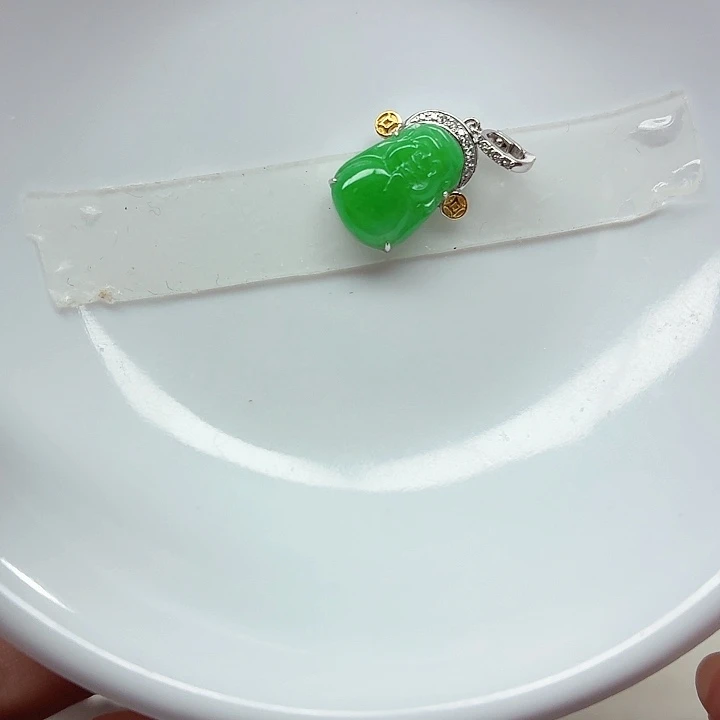 翡翠18K金镶嵌手链天然缅甸翡翠A货