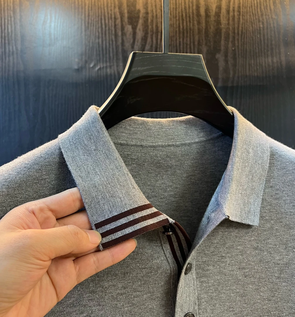 高货！秋冬季新款翻领T恤  68支绢丝绒 男士时尚POLO短袖T恤