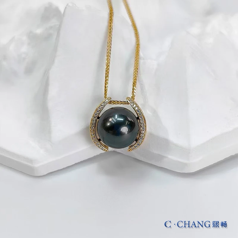 【美人痣】海水珍珠大溪地吊坠S925银11-12mm 含50公分肖邦链【畅太】