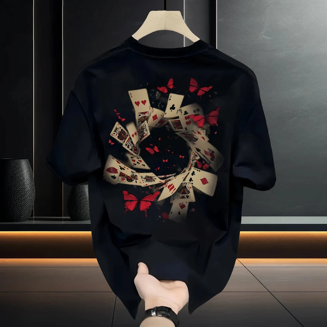 潮牌美式青年时尚百搭重磅新款夏季休闲纯棉T恤短袖圆领ins上衣男