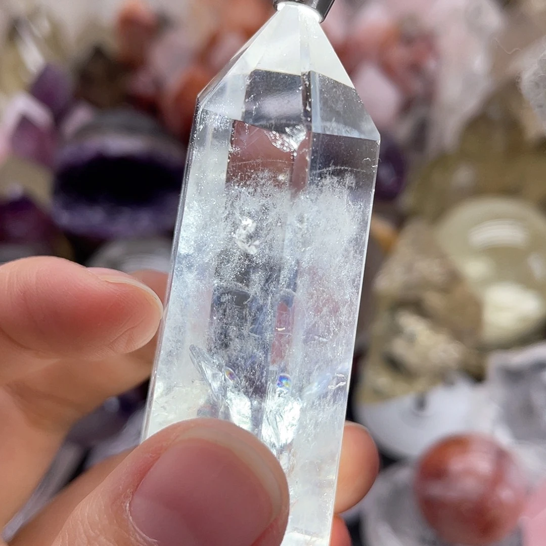 发晶未镶嵌珠宝半成品50蓝针柱