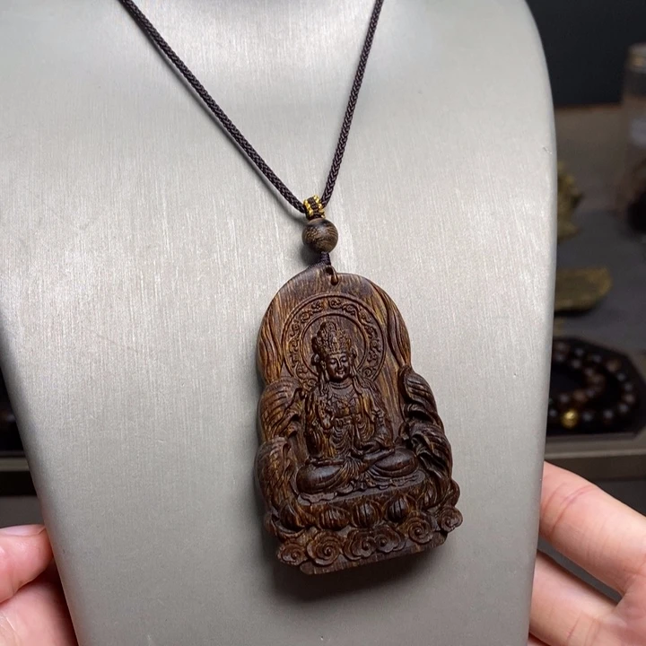 沉香木手串越南富森红土玉化吊坠