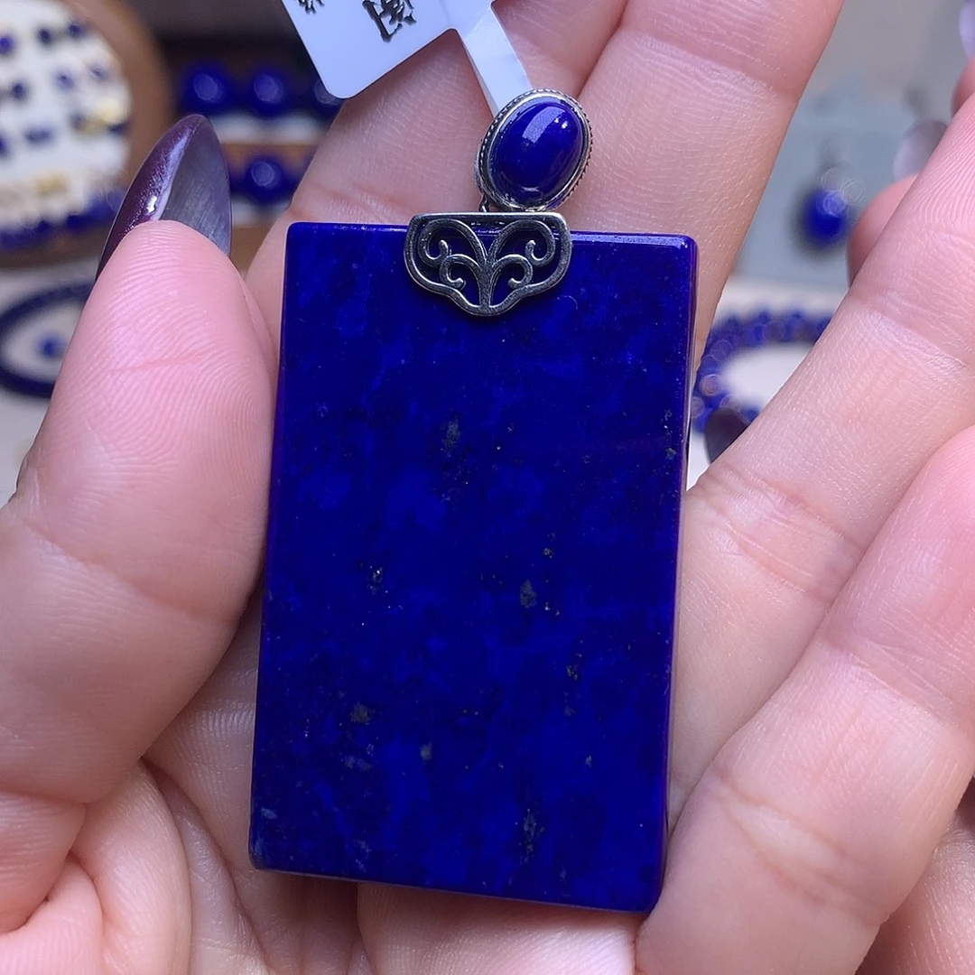 青金石银S925镶嵌吊坠61.5m