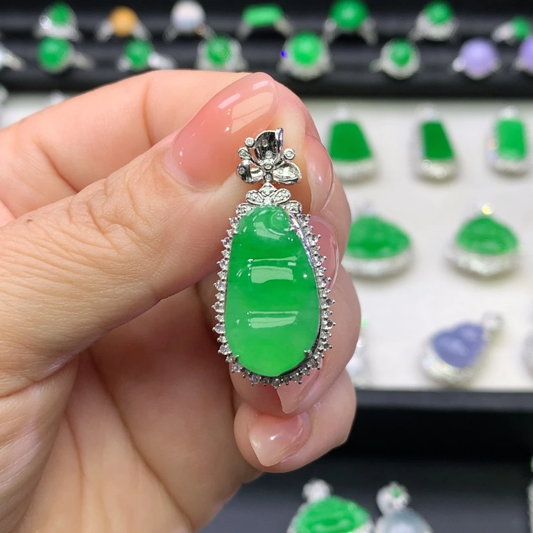 翡翠18K金镶嵌吊坠(不含链)