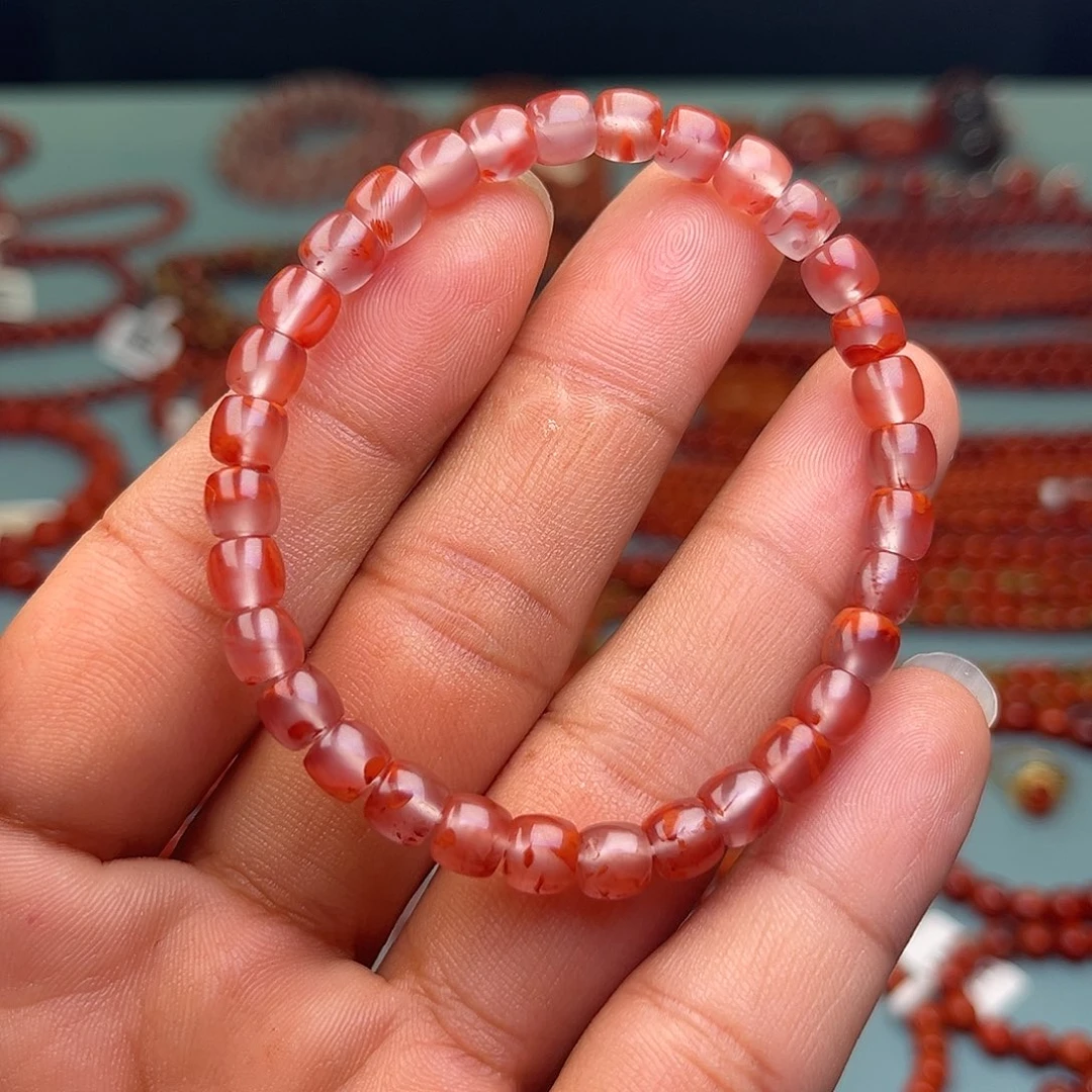 南红玛瑙未镶嵌手链直切冰飘花卡6